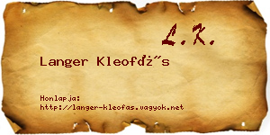 Langer Kleofás névjegykártya